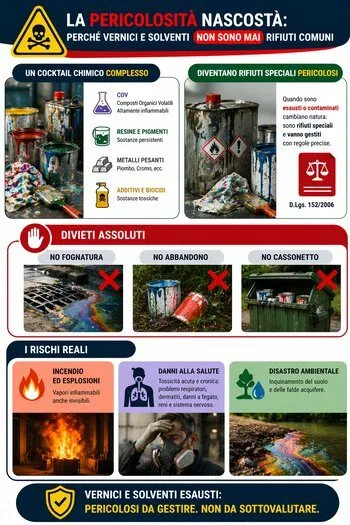 vernice e solventi sono pericolosi vanno trasportati in discarica
